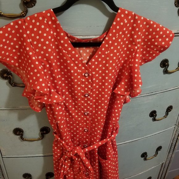 Retro Style Polka Dots Dress - Red/White ❤❤❤ - Picture 3 of 4